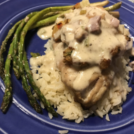 SEAFOOD STUFFED FISH WITH RICE PILAF